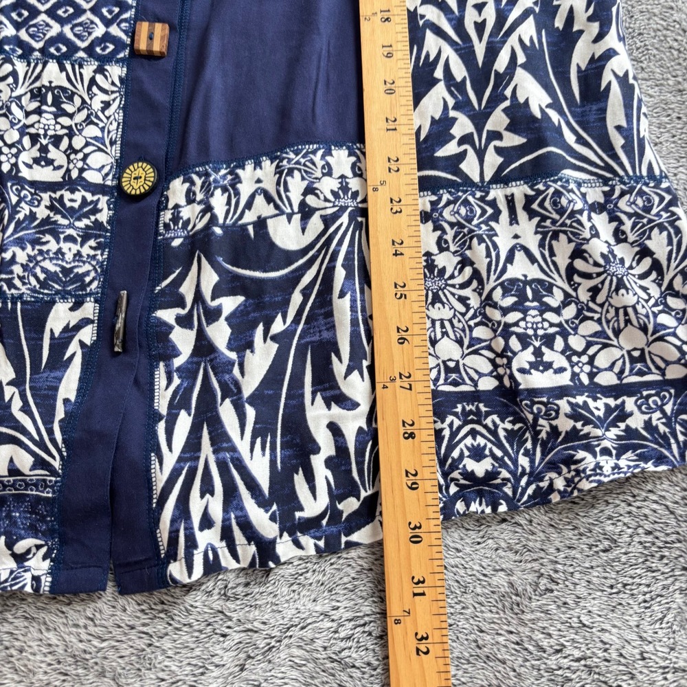 La Cera Patchwork Button Up Blouse Top Womens Art… - image 6